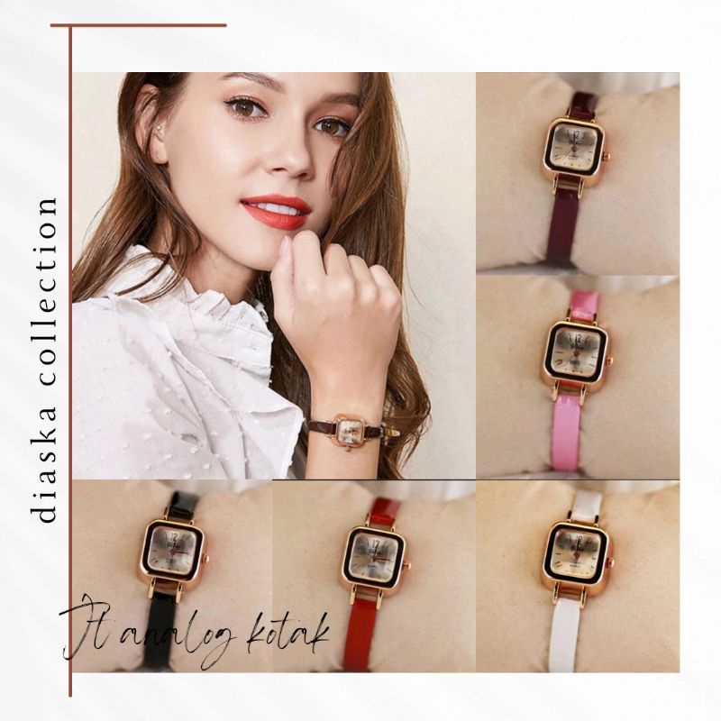 Jam Tangan Wanita Kecil Analog Fashion Quartz Dial Kotak (004PU)