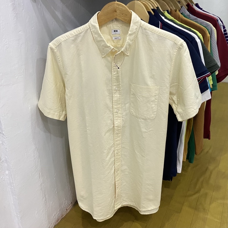 KEMEJA UNIQLO KUNING OXFORD UNIQLO SECOND LIKE NEW