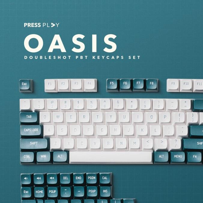 OASIS Green-White CSA Profile Doubleshot PBT Keycaps