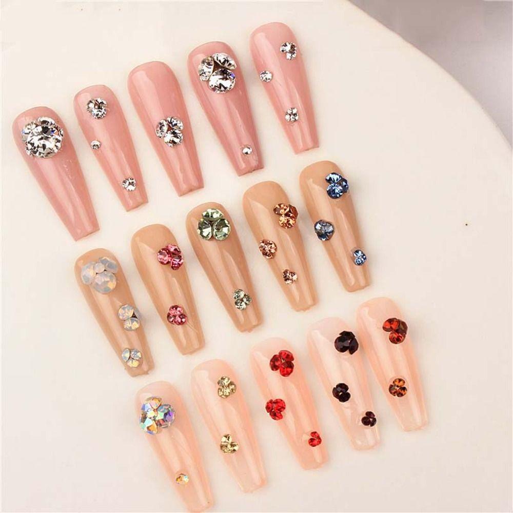 Mxbeauty Nail Rhinestones Wanita Salon Kuku Jepang Nail Art 3D Nail Drills Ukuran Campur Runcing Bawah Nail Drills