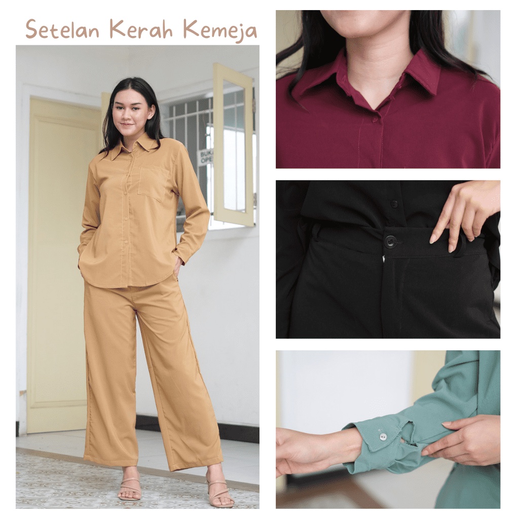 Setelan Kemeja Crinkle | One Set Kringkel Busui kancing depan