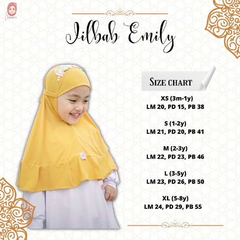 Afsheenastore Jilbab Emily / Bergo Anak 3bulan-9 tahun size  L-XXL