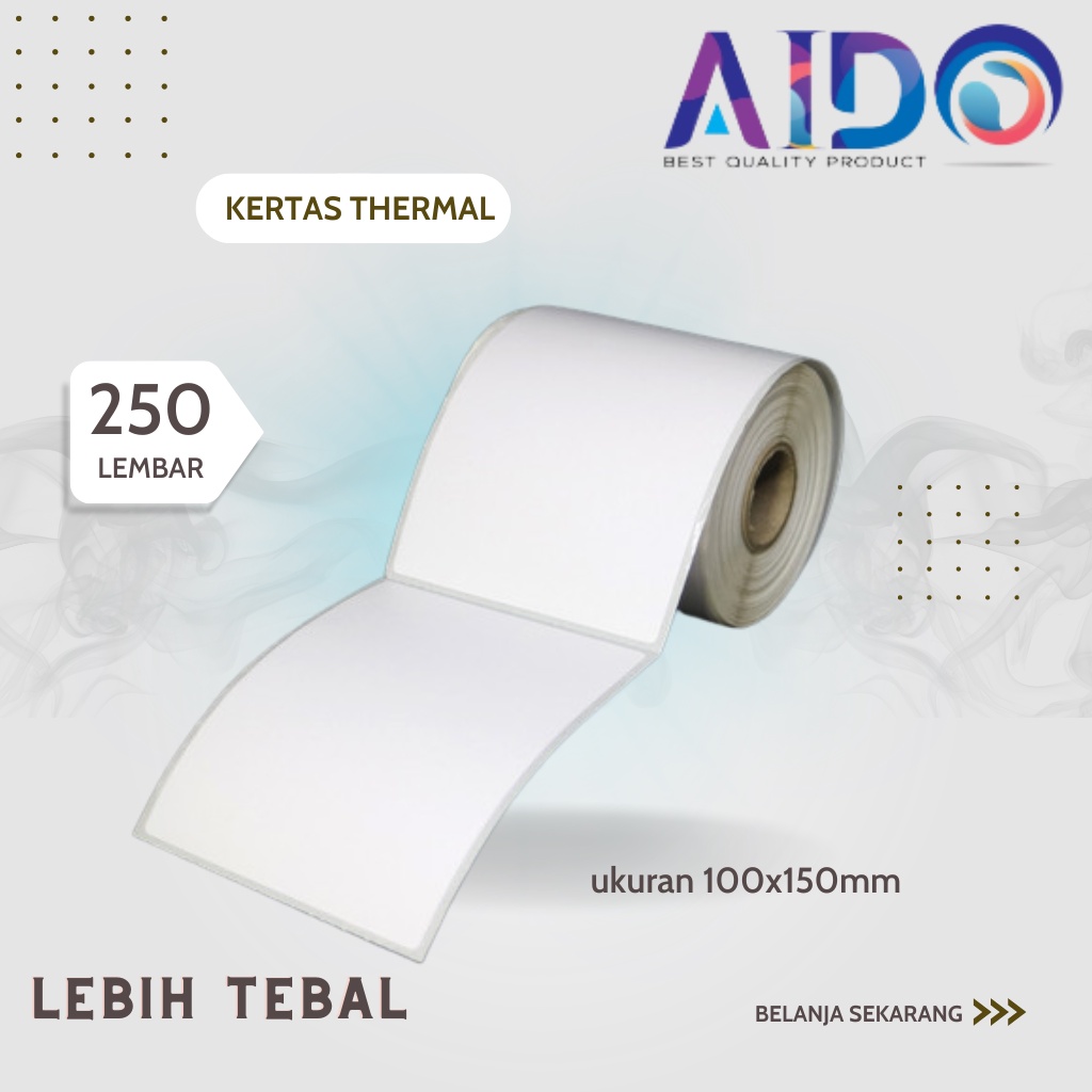 Kertas Thermal 100x150 mm isi 250 Pcs/ Label thermal barcode Roll A6 / kertas label resi / sticker resi / kertas sticker alamat