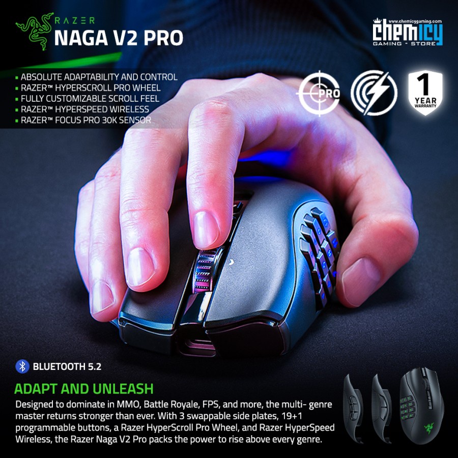 Razer Naga V2 Pro MMO Wireless Gaming Mouse