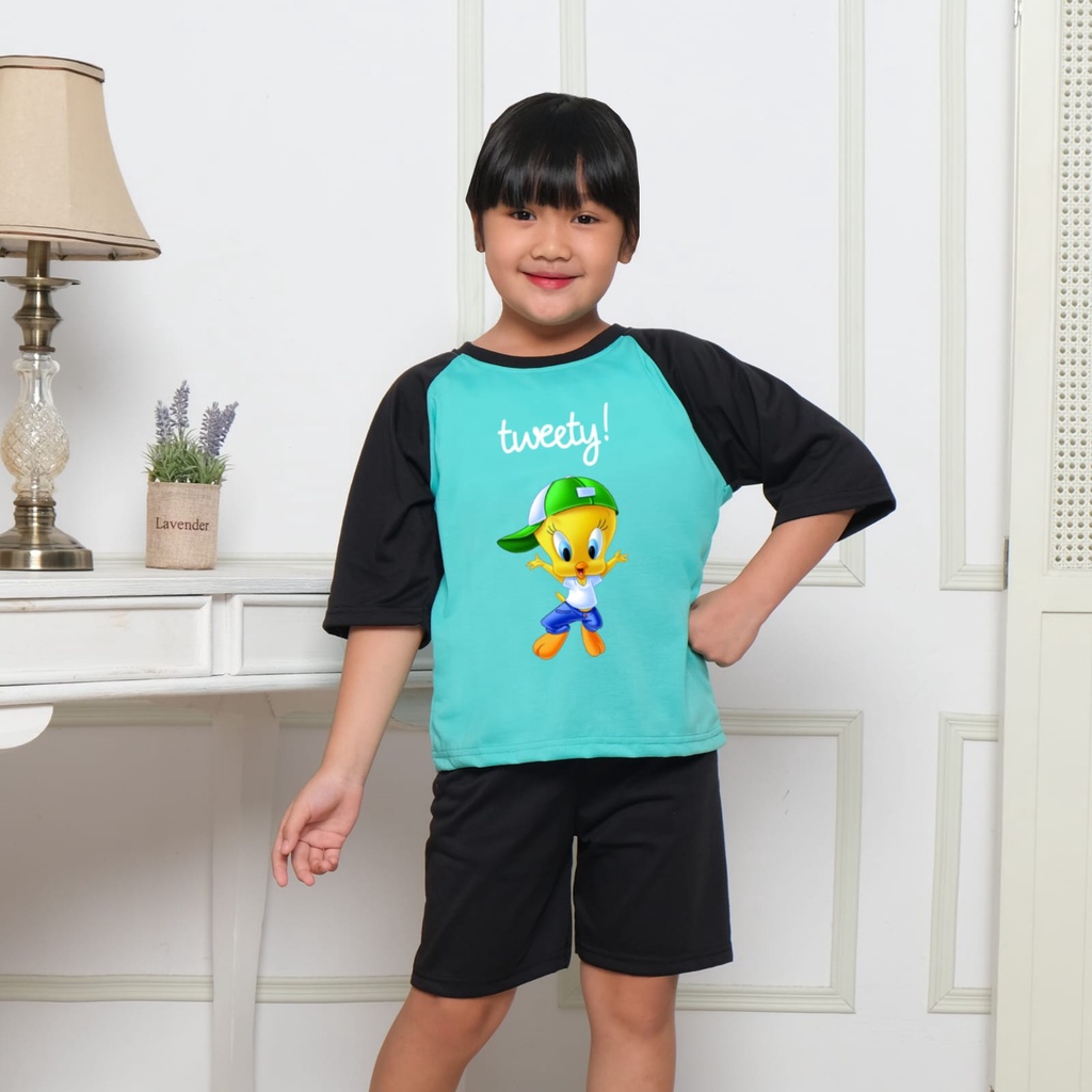 Hzl_outfit Baju Setelan Anak Perempuan Tweety