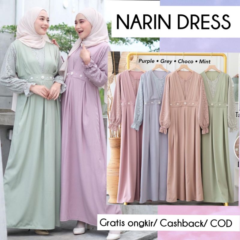 ⚠️SALE⚠️  ♡NARIN DRESS BRUKAT♡ / baju kondangan/dress kondangan/ gamis lamaran/ gamis brukat/gamis l