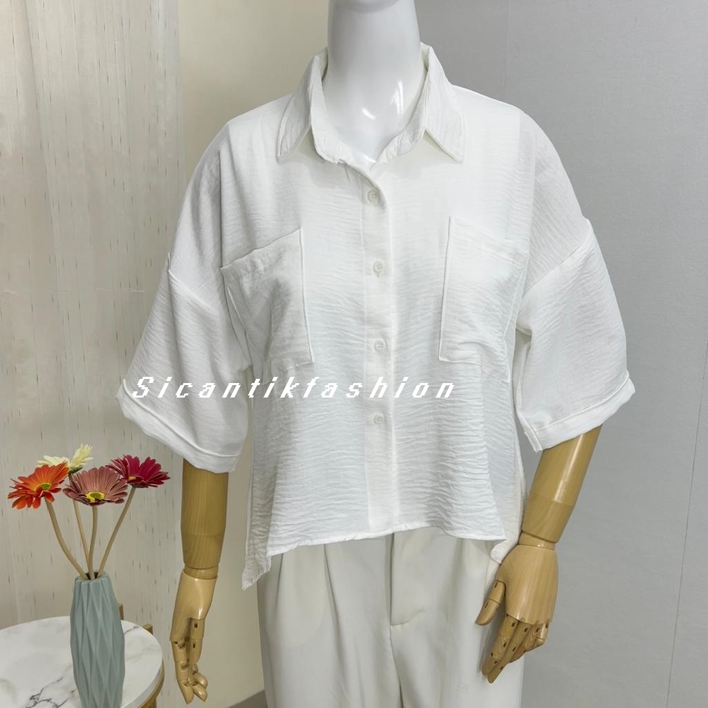 Blouse Wanita Crinkle Airflow  // Kemeja Crop Wanita