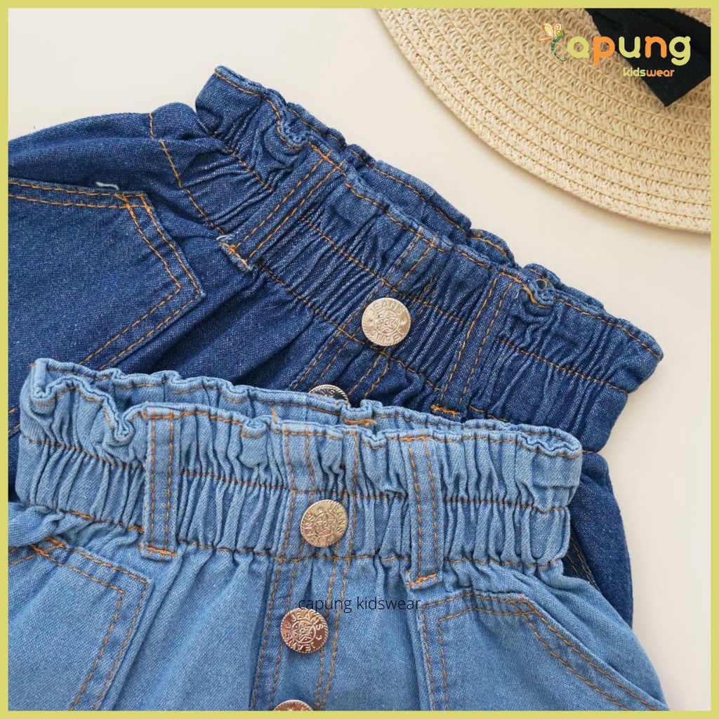 (Capung Kidswear) Celana Hotpants Anak Jeje Celana Pendek Waist Kancing Jeans (6 bulan-6 tahun)