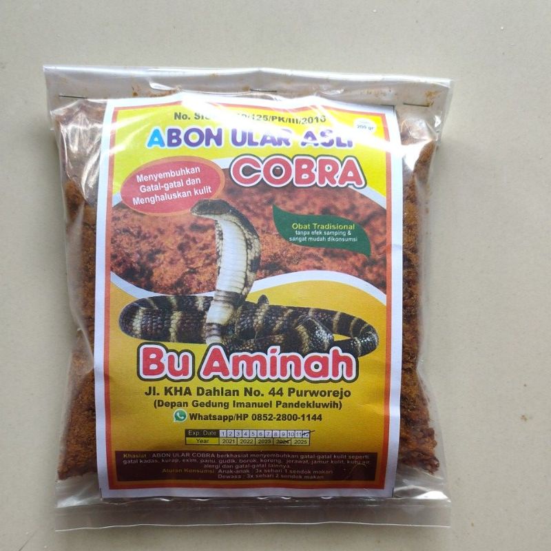 

Abon Ular Cobra Asli Ibu Aminah isi 200 gram