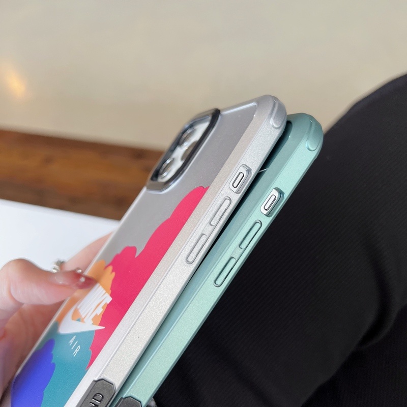 IPHONE Huruf Kekinian Gerak Neon Bingkai Warna-Warni Shockproof Case Untuk Iphone14 13 12 11 Pro Max Plus Bumper Silikon Penutup Bening