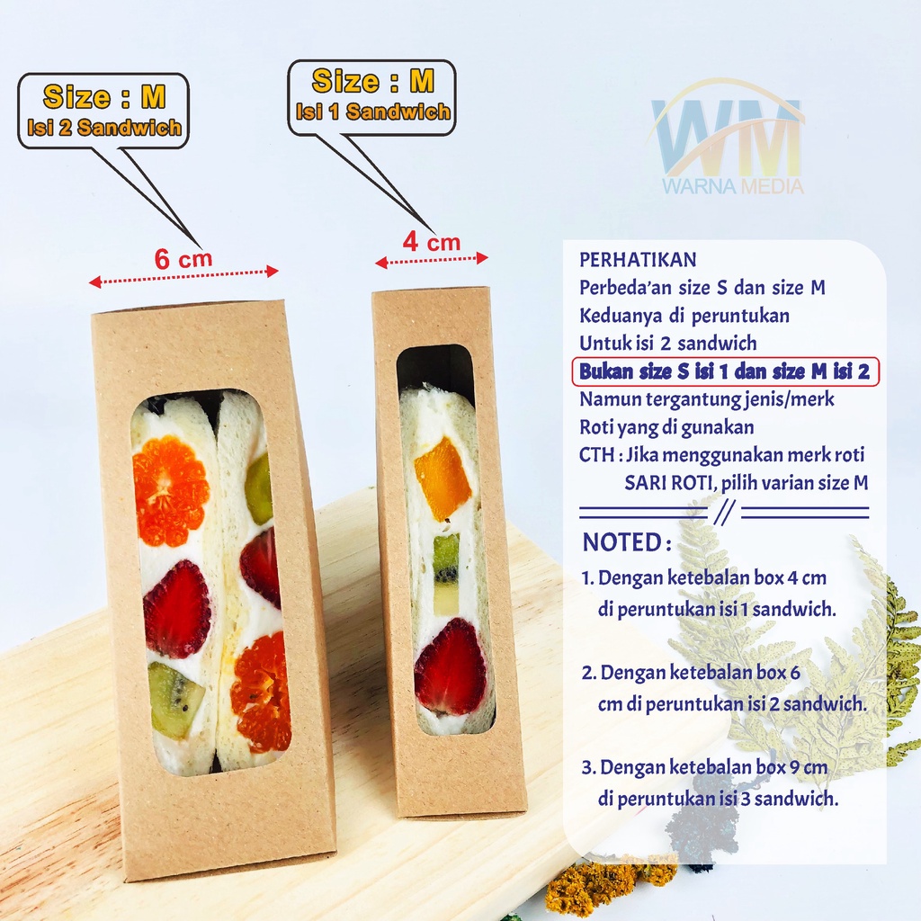 Mika Sandwich Fruit / Mika Sando / Mika Sanwich Buah / Sandwich Box Fruit Sando / Kemasan Sandwich Segitiga / Box Sandwich / Packaging Kraft Sandwich / Kotak Roti Kraft Food Grade / Packaging Sandwich Take Away / Mika Sandwich Segitiga / Mika Segitiga