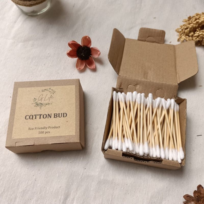 Jual Cotton Bud Kayu, Cotton Bud Bambu 100pcs Ramah Lingkungan Zero