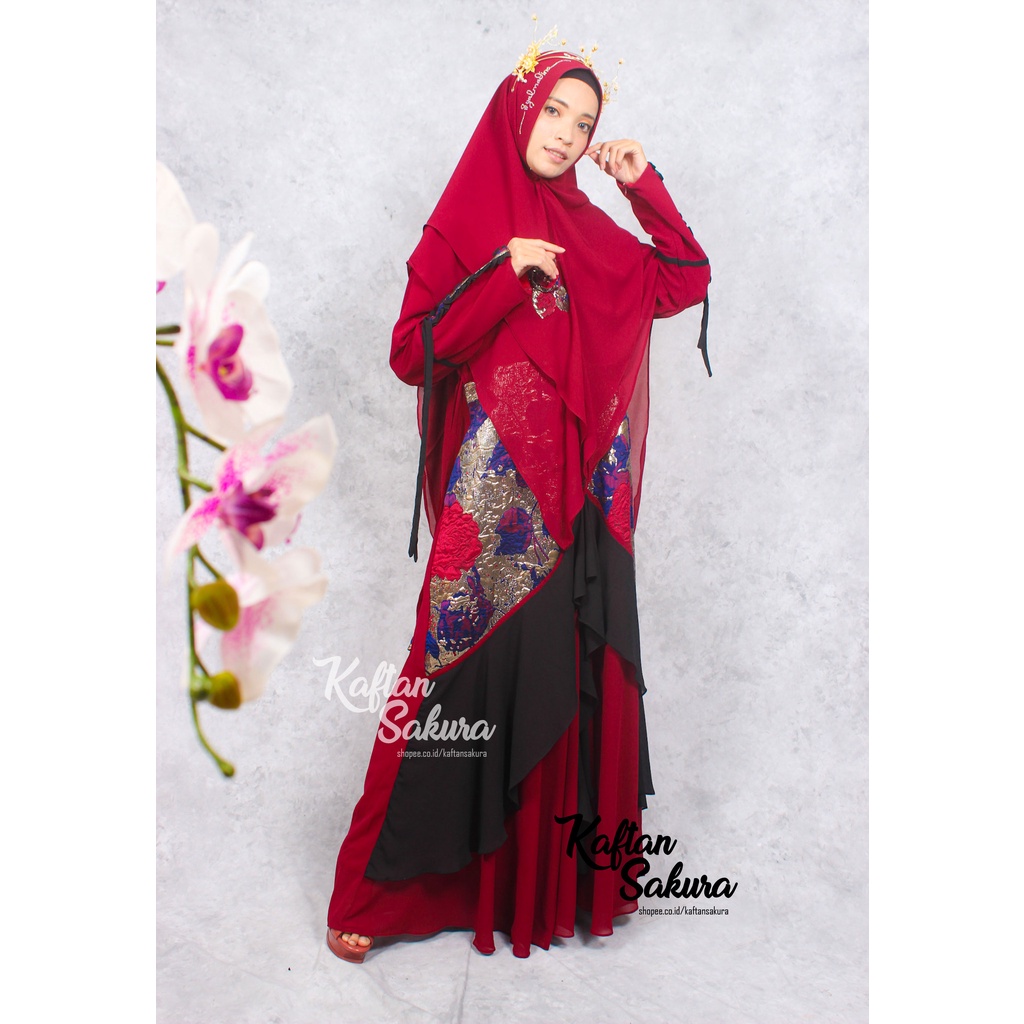 Gamis one set premium super mewah free khimar dan masker dengan bahan jaguar