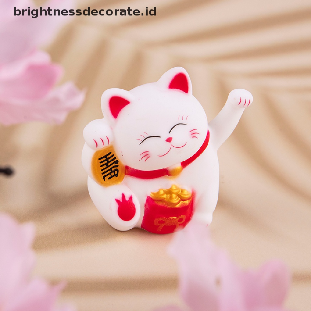 [Birth] Pvc waving cat fortune lucky cat Dekorasi Kue Hiasan Mobil Kunci Gesper Liontin [ID]