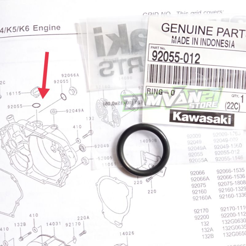 1 BUAH O RING TUTUP OLI MESIN TUTUP PLUG MESIN NINJA RR R SS 92055-012