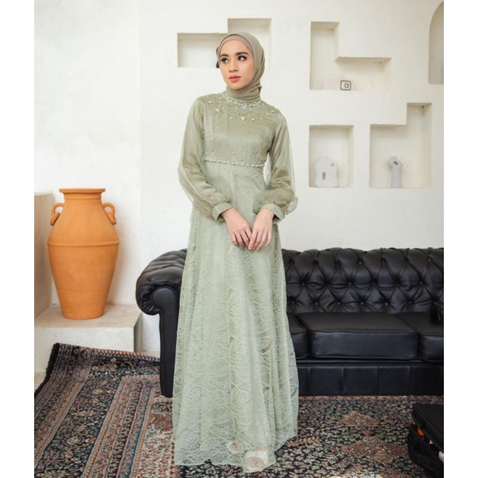 READY JUMBO DAN ALLSIZE | BISA COD || NADINE MAXI || DRESS GAMIS BROKAT LUNA DRESS BRUKAT TULLE KEKINIAN OUTFIT PESTA SERAGAM BRIDESMAID GAMIS BROKAT TILLE DRESS KONDANGAN GAMIS LEBARAN