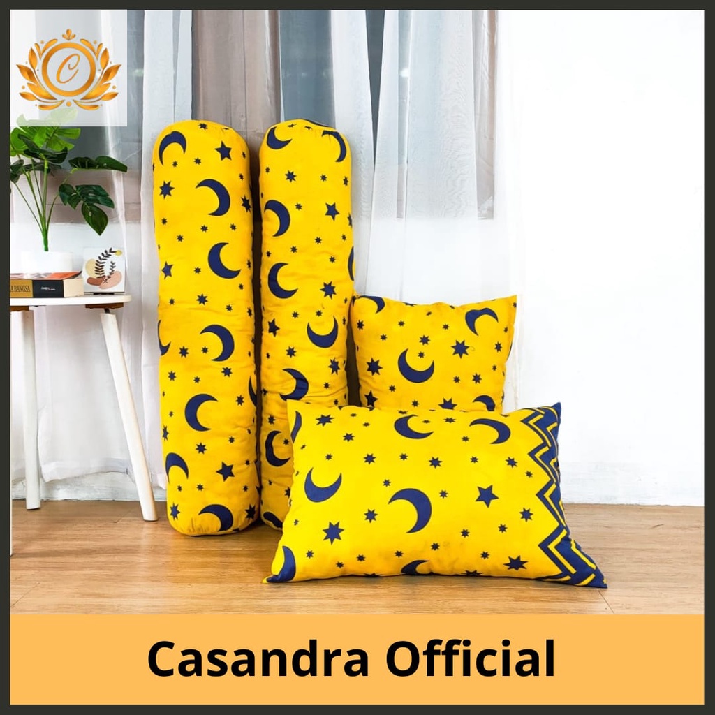 Bantal Guling Tidur Kepala Tisu Dacron Motif Random 2 Pcs