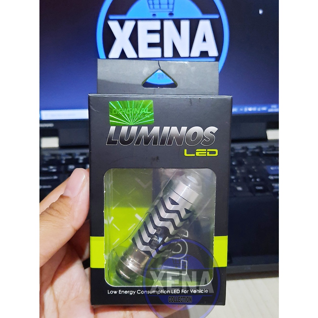 LAMPU LED DEPAN MOTOR H6 LS2 LASER HI LOW LUMINOS DC DOUBLE COLOR WHITE YELLOW + LAMPU SENJA BIRU
