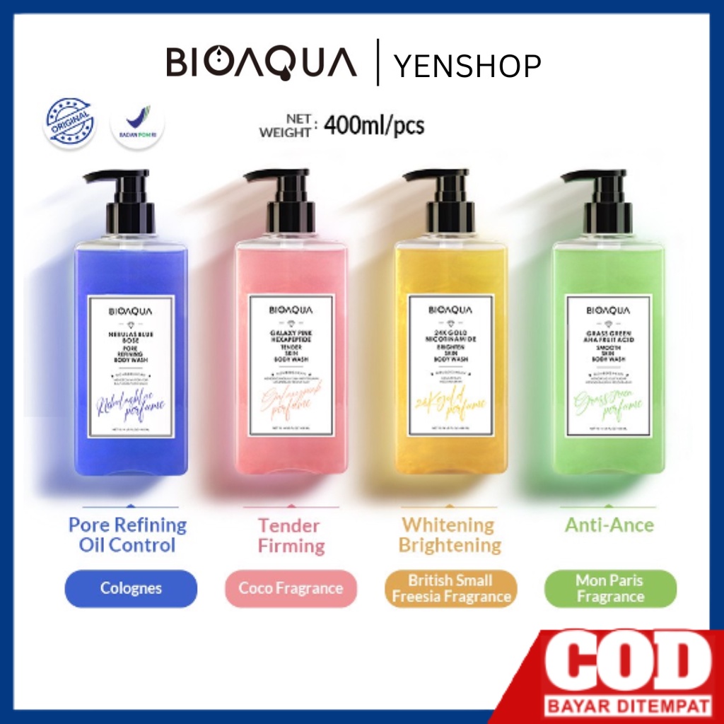 BIOAQUA Body Wash Sabun Mandi Cair Nicotinamide Brighten Skin / Nebulas Blue / Galaxy Pink / Grass Green Mencerahkan &amp; Menghaluskan Kulit