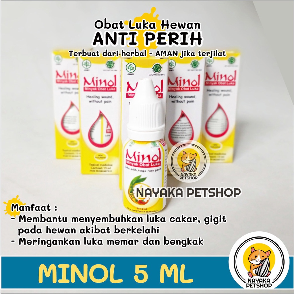 Minol 5 ml ANTI PERIH Obat Luka Hewan Obat Merah Hamster Kucing Kelinci Pengganti Betadine