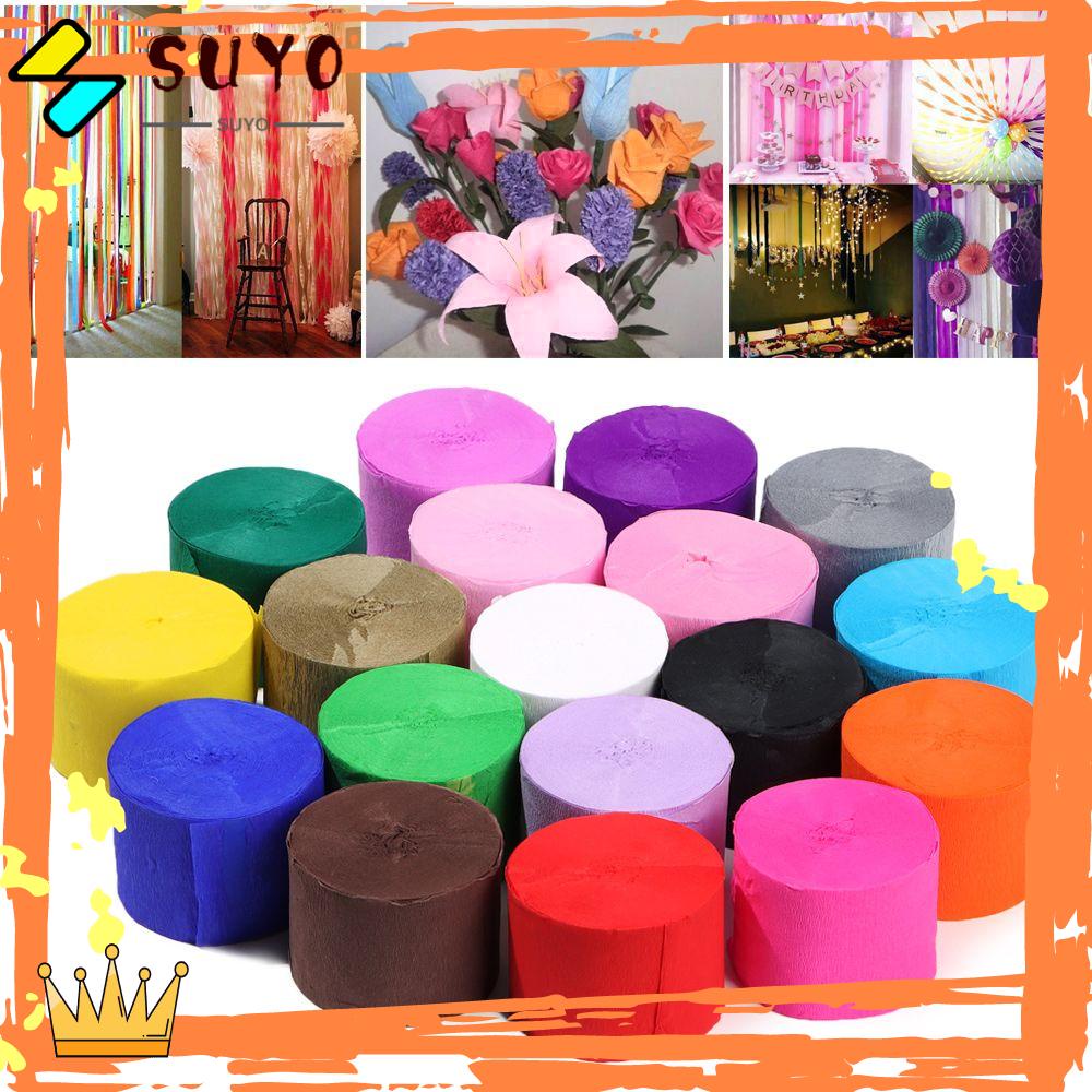 Suyo 1rol Pita Kertas Crepe DIY Rainbow Baby Shower Dekorasi Garland Fotografi Backdrops