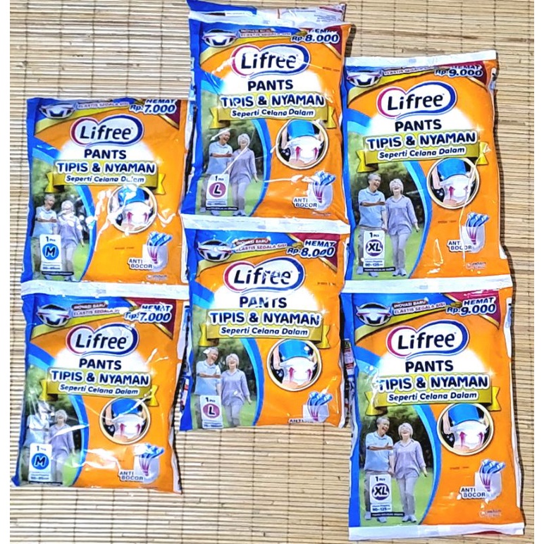 LIFREE popok Celana DEWASA paket&quot; HEMAT&quot; isi 10 pcs/sachet  M,L,XL