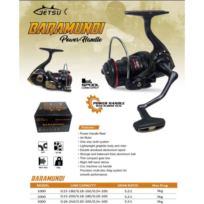 reel getsu baramundi power handle 1000