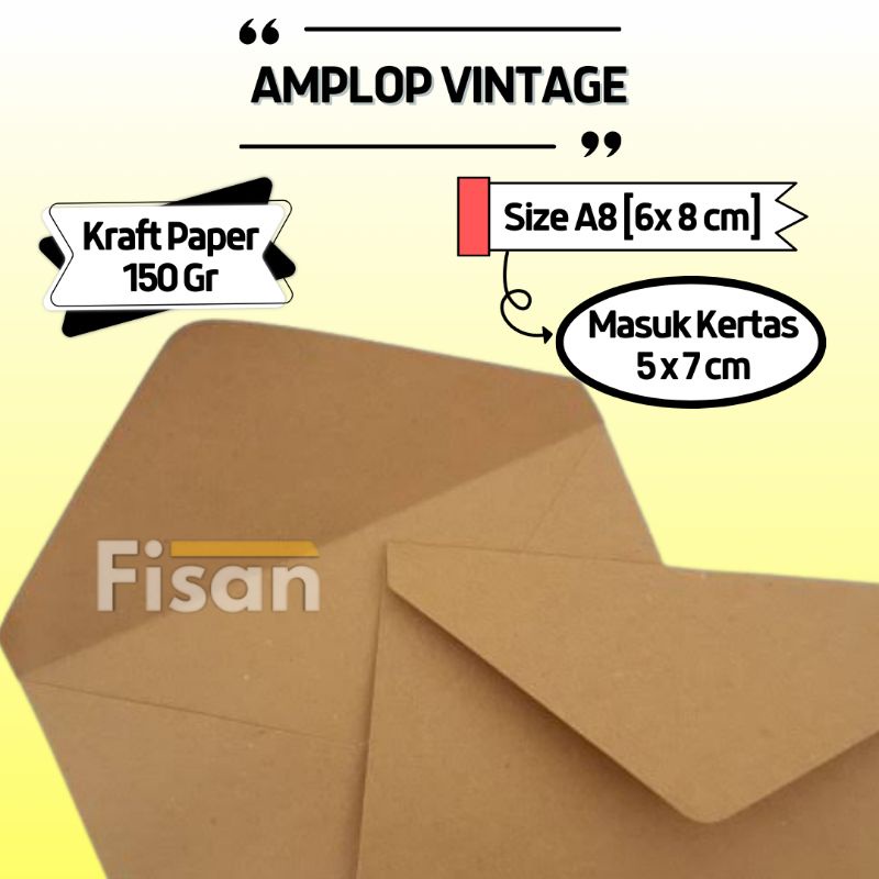 

Amplop Vintage Kraft A8 6x8 cm