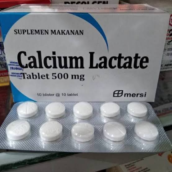 Calcium Lactate 500mg Suplemen Makanan Kalsium ORIGINAL-BPOM