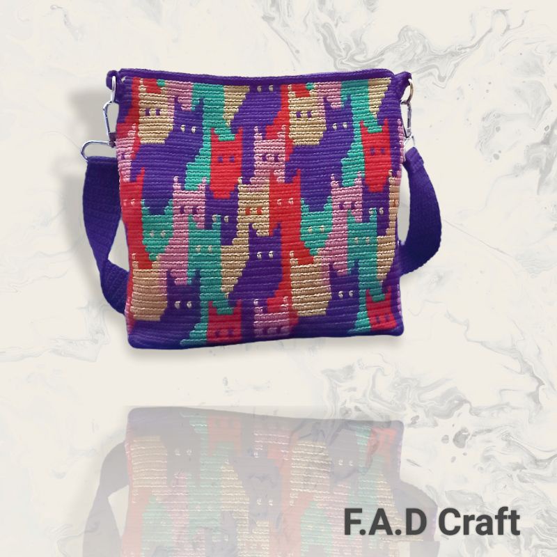 Tas Rajut Motif Kucing Handmade