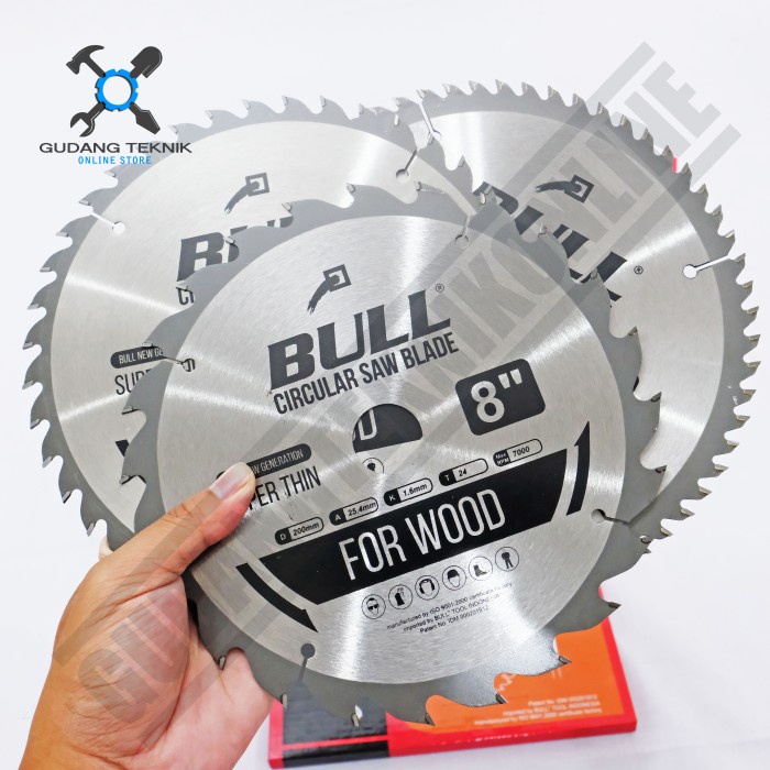 Mata Pisau Kayu Circular Saw 8&quot; 24T 40T 60T BULL / Circular Saw Blade Mata Gergaji Circle 8 Inch 24T 40T 60T SUPERTHIN BULL