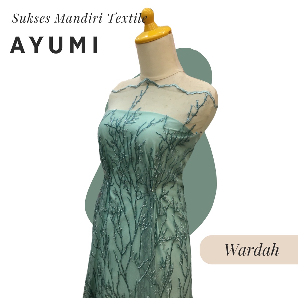 [AYUMI] Brukat Tile Premium Mewah Tile Akar Warna Wardah Tosca Hijau Sage | Harga ½ meter = 50 cm (B