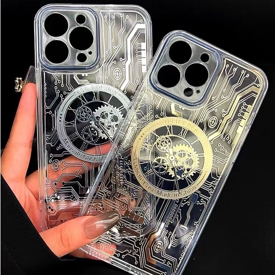 Magnetic transparent Mechanical time case for iPhone 14 Pro Max 13 Pro Max 12 Pro Max 14 13 12 14 Pro 13 Pro 12 Pro shell