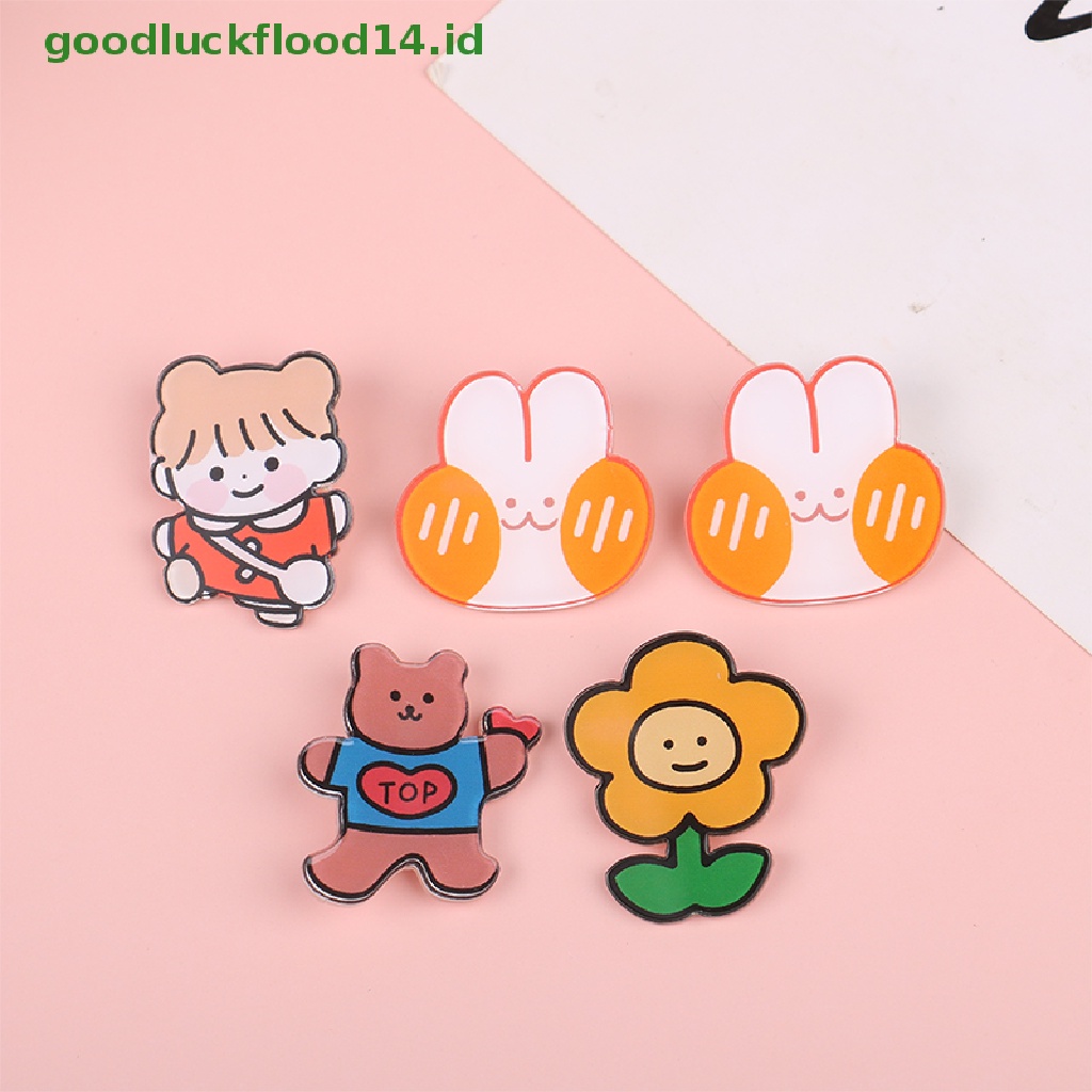 [GOOGFOUR] 5 Pcs Kawaii Japanese-style Acrylic Bros Anak Mahasiswa Bros Unisex Kerah Tas Liontin Lencana Pin Dekorasi Aksesoris Bros Perhiasan Hadiah Warna Acak [TOP]