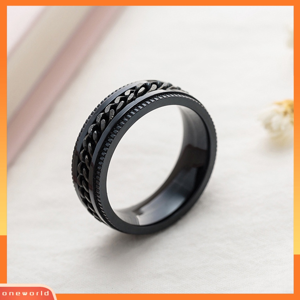 {oneworld} Cincin Pria Sederhana Tinggi Dipoles Perhiasan Fashion Rantai Berputar Hias Jari Ring Untuk Pesta