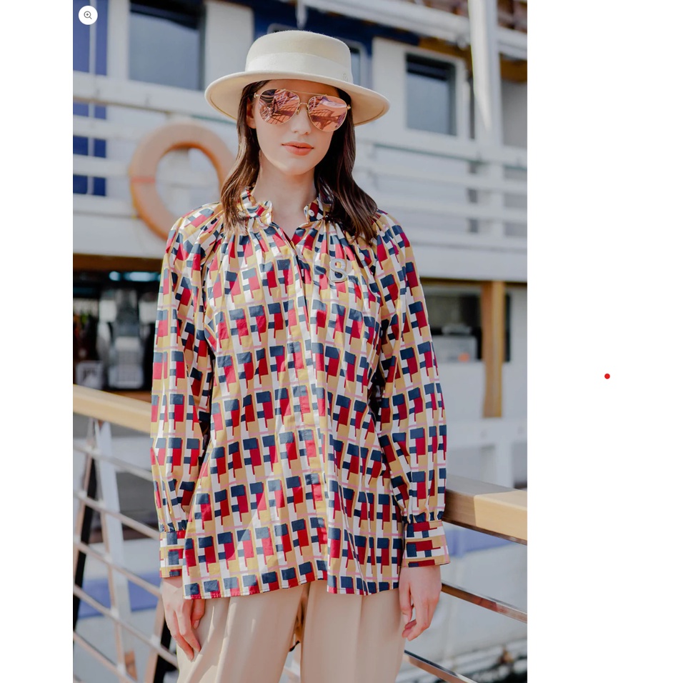 Geometric Cotton Shirt - Maroon Benang jarum benangjarum XS S M L XL XXL buttonscarves nada series v