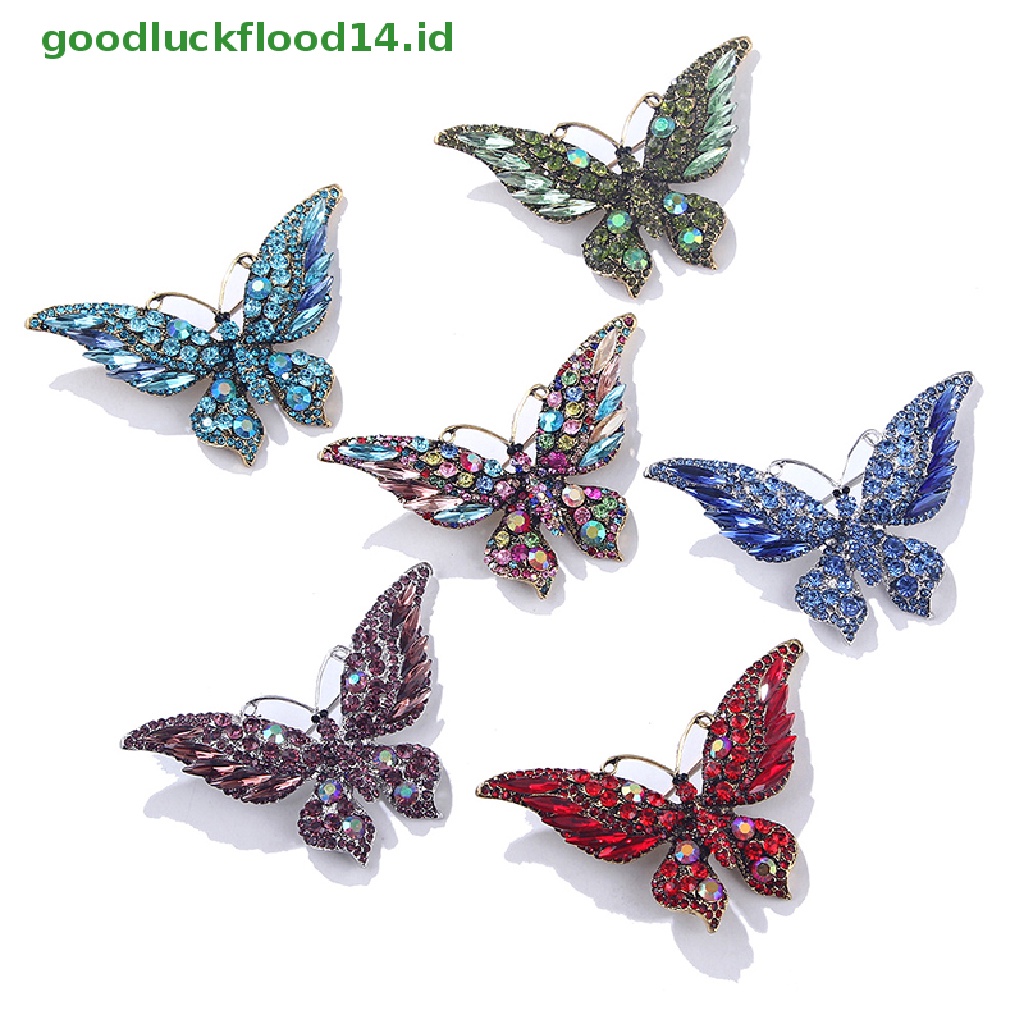 [GOOGFOUR] Fashion Colorful Butterfly Bros Pernikahan Kristal Berlian Imitasi Serangga Broche Mujer Bouquet Jilbab Syal Pin [TOP]