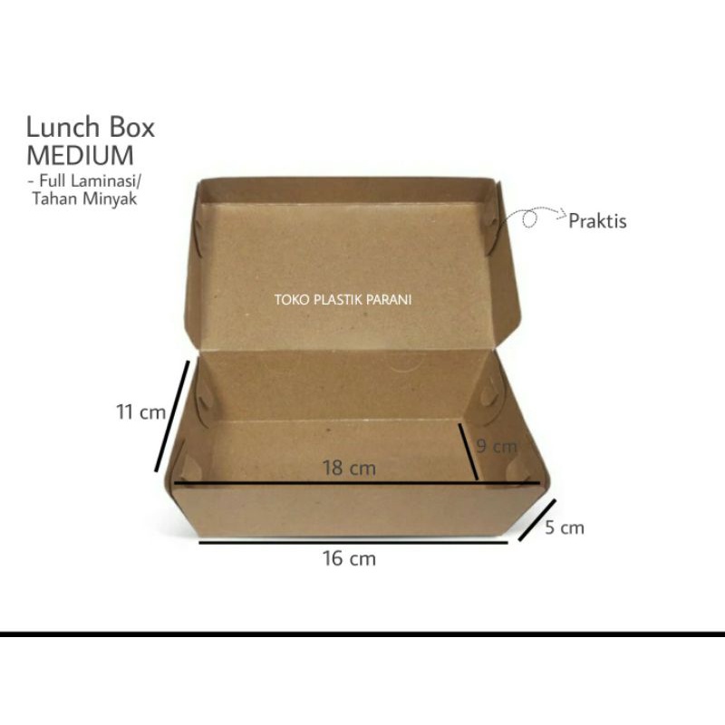 

[Min 10 pcs] Lunch Box Paper Kraft MEDIUM Laminasi Dalam | Lunch Paper Coklat