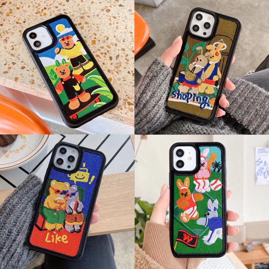 [READY] Wiggle Dupe Case Embroided Motif Skate Baseball Iphone 7/8/+ x/r/max 11/pro/max 12/pro/max