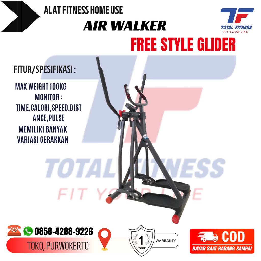 Alat olahraga rumahan Air walker Total fitness / Freestyle glider air walker
