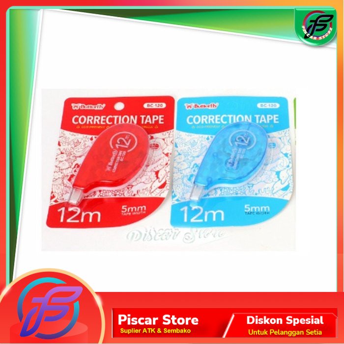 

Butterfly Correction Tape BC 120 - 5mm x 12Mtr - Tip Ex Kertas