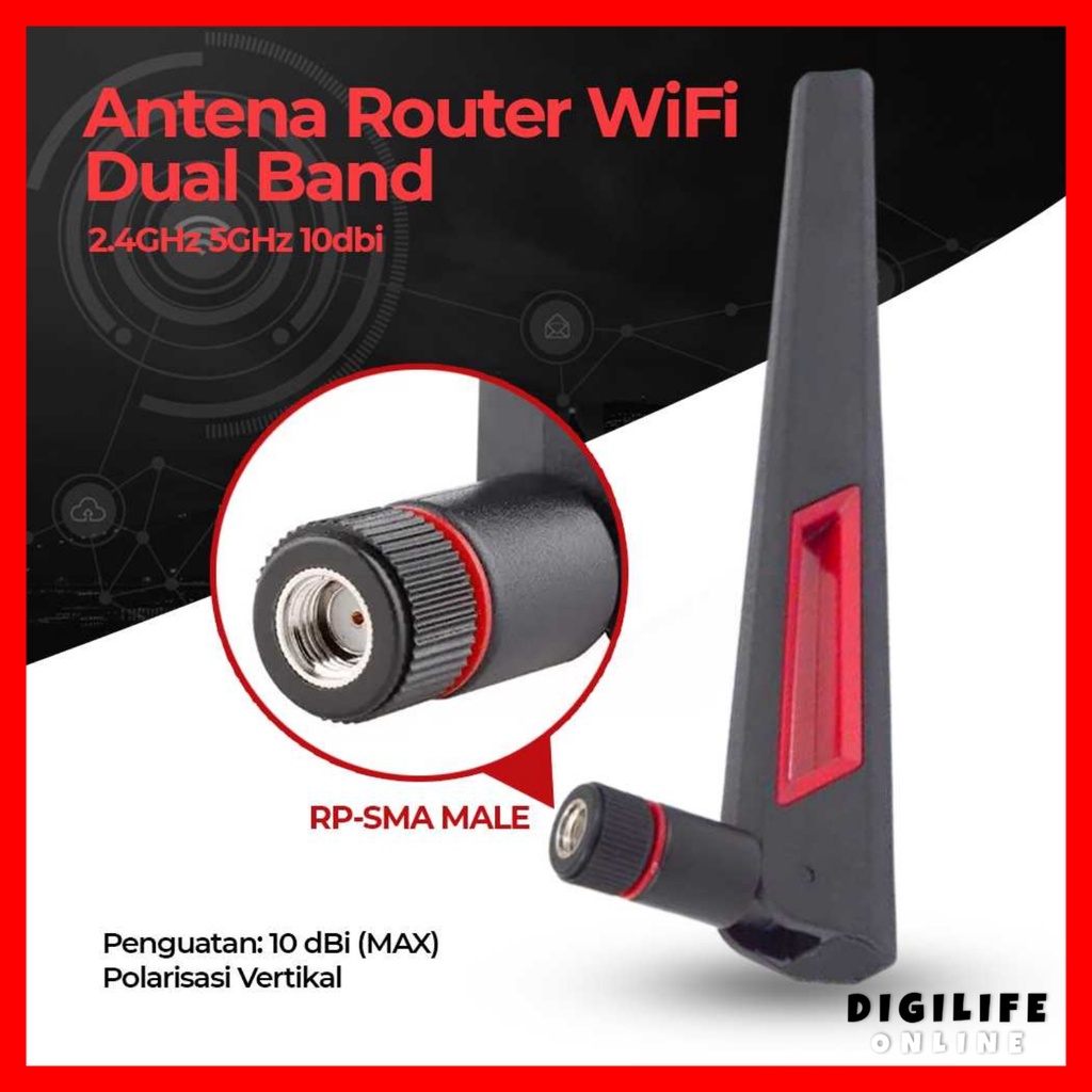 Antena Router Modem Sinyal WiFi Dual Band Wi Fi 2.4GHz 5GHz 10dbi