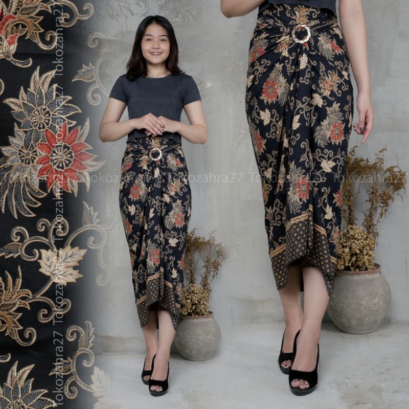 Couple Kemeja Batik Rok Lilit batik Lengan Panjang MOTIF AZALEA