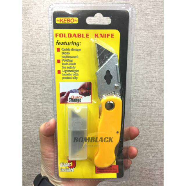 Pisau Lipat Cutter Lipat Knife Foldable Knife KEBO + Mata Pisau MURAH
