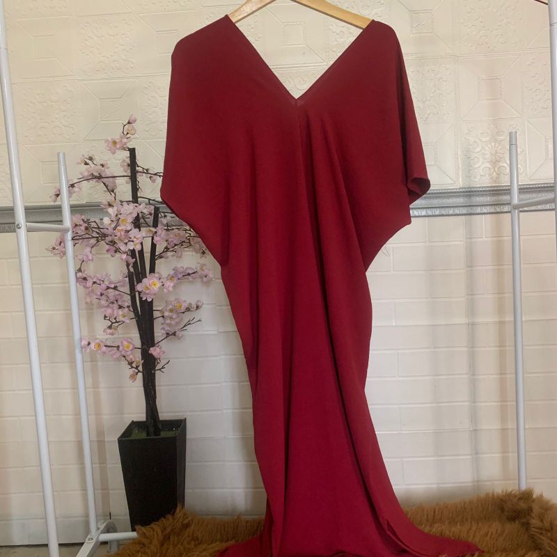 Long Dress Square Cringkle Airflow | Gamis Crinkle Atasan Muslimah-L.DRESS MARUN