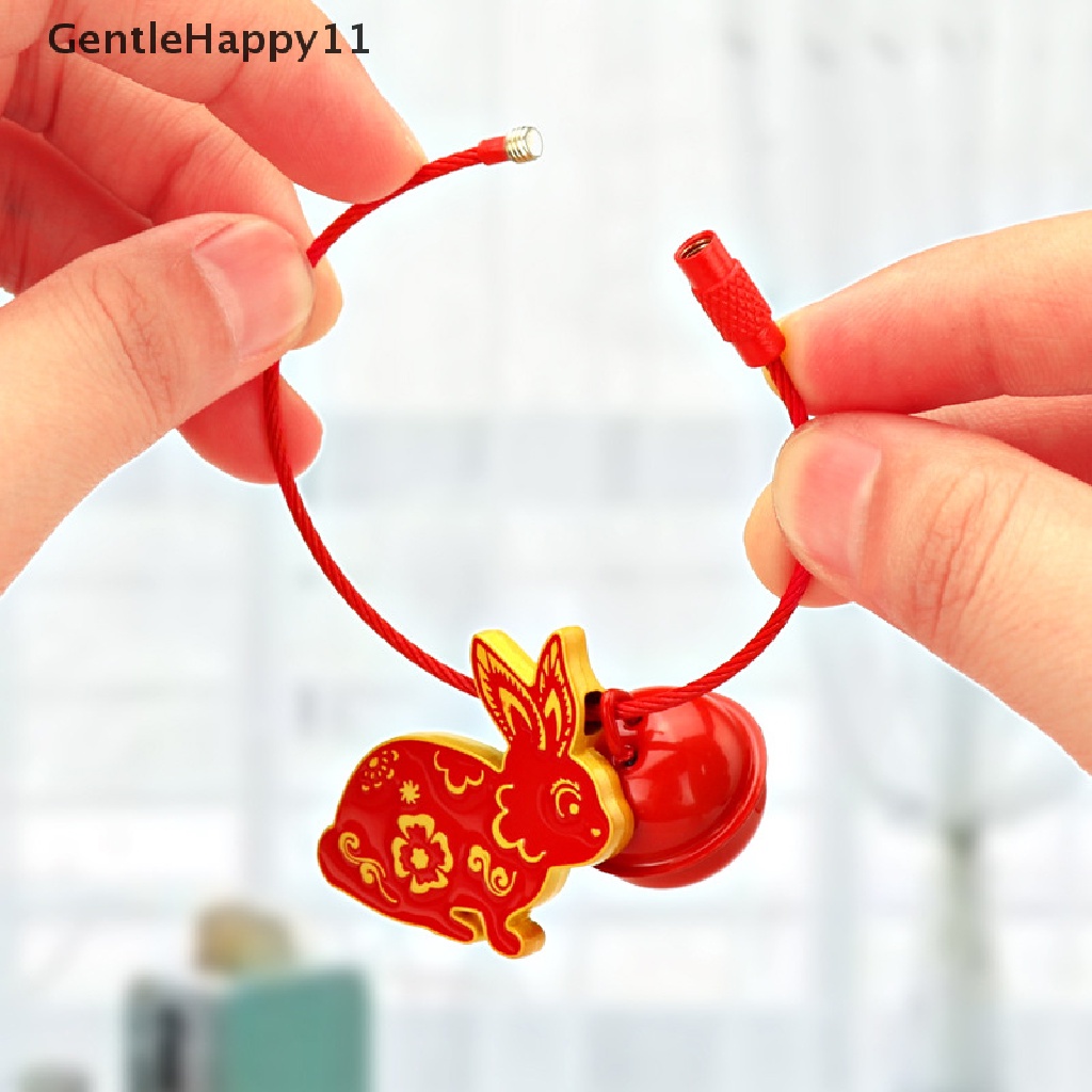 Gentlehappy 2023tahun Baru Dari Kelinci Lucu Gantungan Kunci Kreatif Kelinci Yang Menguntungkan Kartun China Tradisional Kertas Potongan Kelinci Keyring Bag Liontin Logam Dengan Bell Kecil id