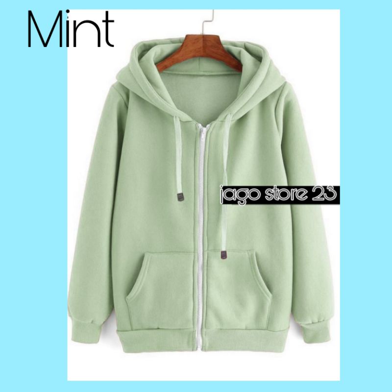 JAKET HOODIE  POLOS RESLETING MINT L.XL.XXL PRIA/WANITA