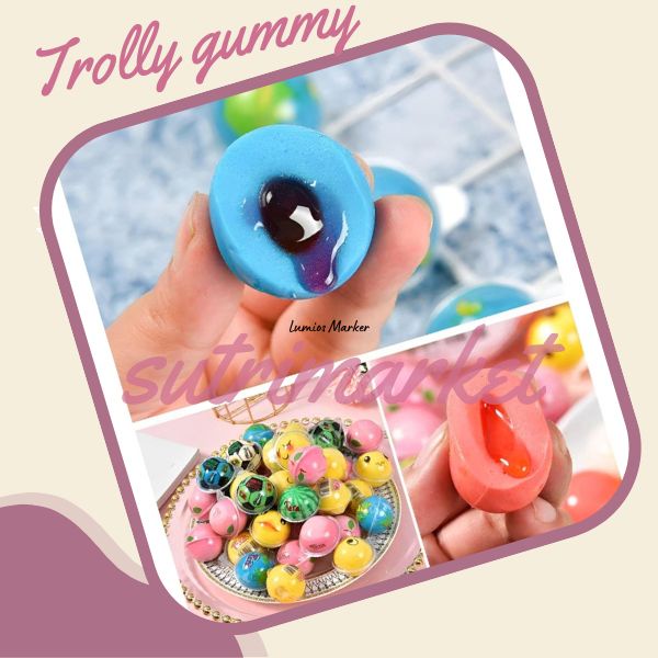 

REAL PICT ! Trolly Gummy Jelly Lunak Korea Versi HALAL \ Permen Trolli Bola Mata Soccer 1 buah isi Selai \ Permen Jelly Viral