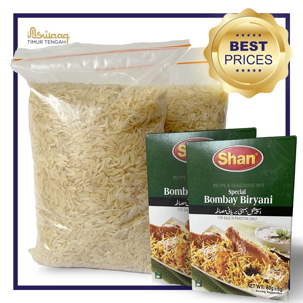 

Paket Beras Basmati 1kg dan Shan Bumbu Biryani