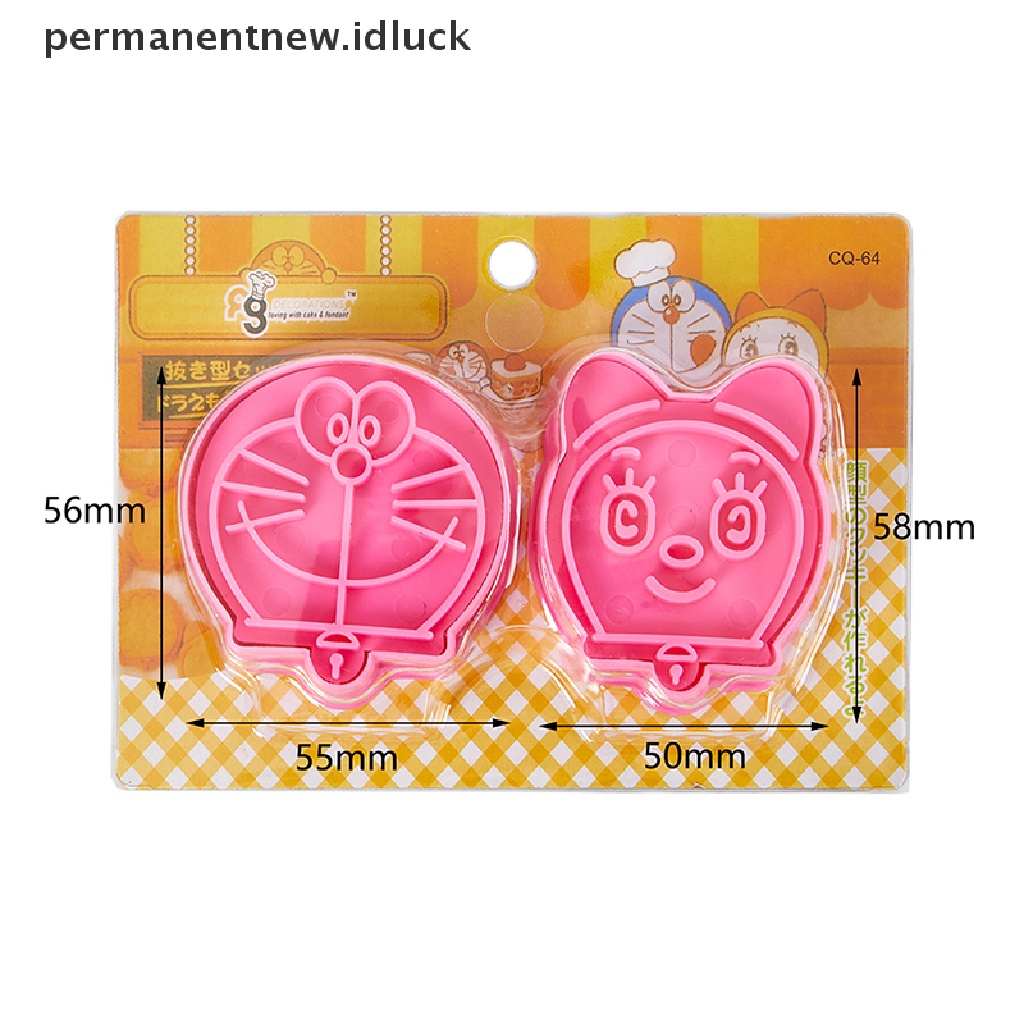 [luckypermanentnew] 1pasang Cookie Cutters Plastik Lucu Kartun Ditekan Cetakan Biskuit Cetakan Kue [ID]